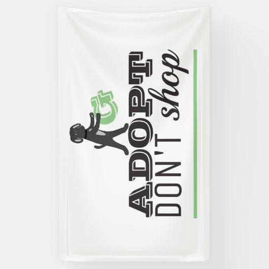 Niet winkelen, adopteren spandoek (Verticaal)