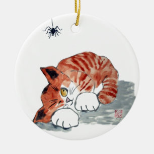 Niet zozeer Itsy Bitsy Spider en Tiger Kat Keramisch Ornament
