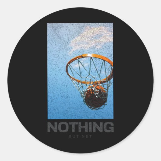 Niets anders dan een minimalistische basketbalhoep ronde sticker (Voorkant)