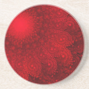 Niets behalve Red Floral Zandsteen Onderzetter