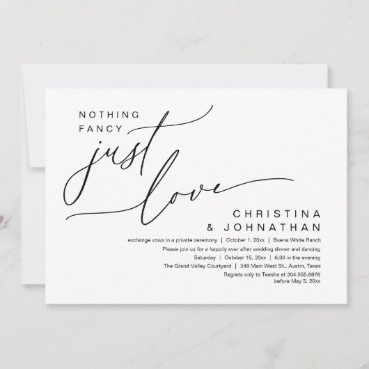 Niets bijzonders gewoon een liefde bruiloft diner kaart (Voorkant)