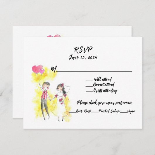 Niets bijzonders, gewoon Liefde en een open bar RSVP Kaartje (Voorkant / Achterkant)