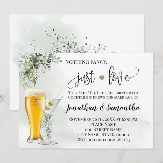 Niets bijzonders, gewoon liefde groene elopement u save the date (Voorkant / Achterkant)