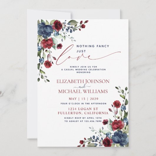 Niets bijzonders gewoon liefde Navyblauw Bourgondi Kaart (Voorkant)