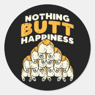Niets Dan Geluk Grappige Welshe Corgy Hond Huisdie Ronde Sticker