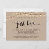 Niets Fancy Alleen Liefde, Rustiek Trouwdiner Kaart (Voorkant)