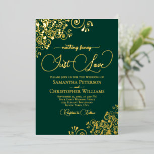 Niets Fancy Alleen Liefde Trouwen Emerald Green Go Folie Uitnodiging