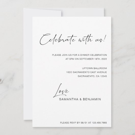 Niets Fancy dan liefde | Elopement Party Aankondiging (Achterkant)