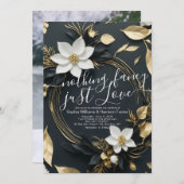 Niets Fancy Gewoon Liefde Bruiloft Gouden Bloemen Kaart (Voorkant / Achterkant)