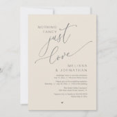 Niets Fancy, gewoon liefde, bruiloft receptie dine Kaart (Voorkant)