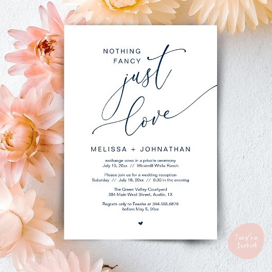 Niets Fancy, gewoon liefde, bruiloft receptie part Kaart