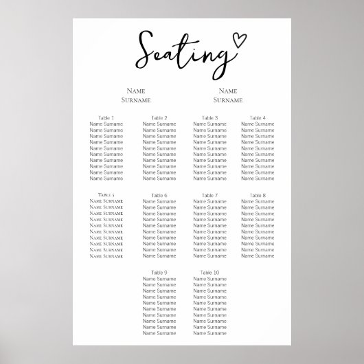 Niets Fancy gewoon liefde bruiloft zitschema Poster (Voorkant)