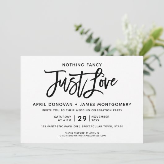 Niets Fancy Gewoon Liefde Brush Typografie Kaart (Staand voorkant)