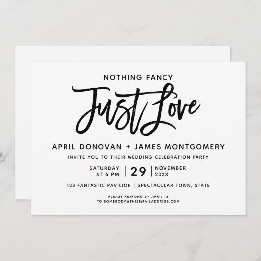 Niets Fancy Gewoon Liefde Brush Typografie Kaart (Voorkant / Achterkant)