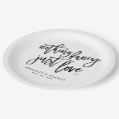 Niets fancy gewoon liefde casual bruiloft papieren bordje (Gekanteld)