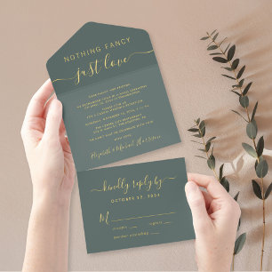 Niets Fancy gewoon Liefde Casual huwelijksreceptie All In One Uitnodiging