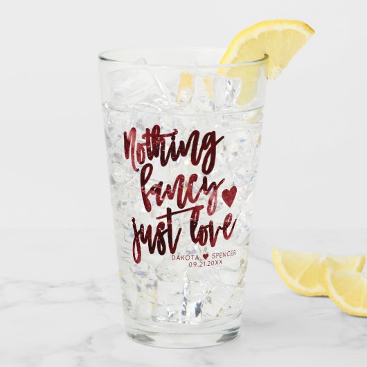 Niets Fancy gewoon liefde | Donkere Crimson rode b Glas (Achterkant ijs)