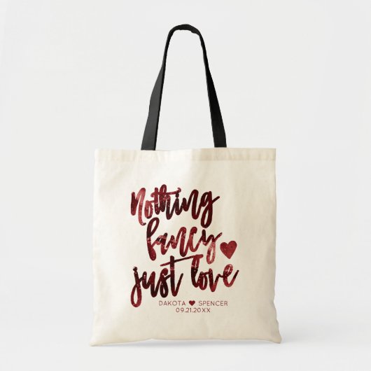 Niets Fancy gewoon liefde | Donkere Crimson rode b Tote Bag (Voorkant)