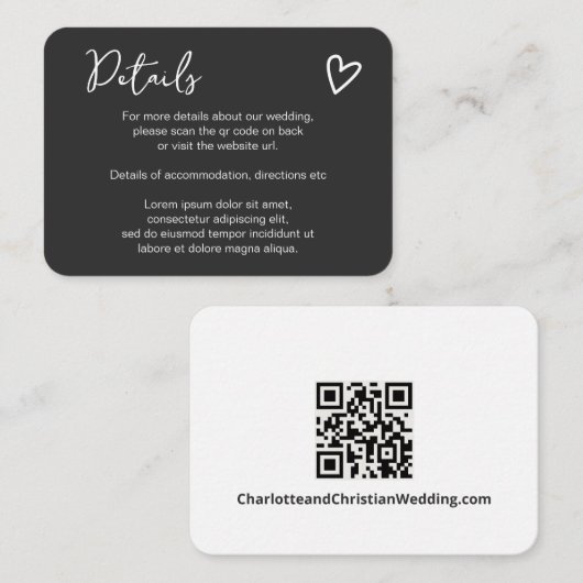 Niets Fancy Gewoon Liefde Eenvoudige QR Code Informatiekaartje (Voorkant / Achterkant)