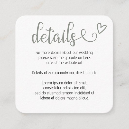 Niets Fancy Gewoon Liefde Eenvoudige QR Code Informatiekaartje (Voorkant)