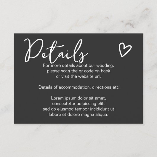 Niets Fancy Gewoon Liefde Eenvoudige QR Code Informatiekaartje (Voorkant)