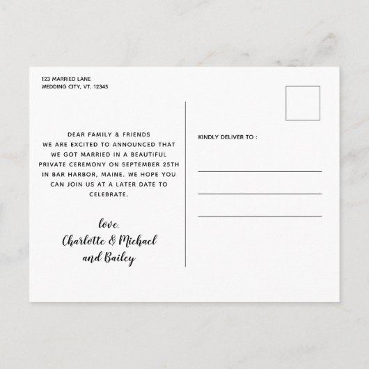 Niets Fancy gewoon liefde en een hondenweddenschap Aankondigingskaart (Achterkant)