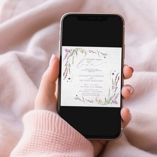 Niets Fancy gewoon Liefde Floral Casual bruiloft Kaart