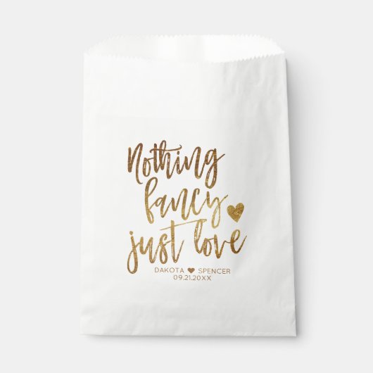 Niets Fancy gewoon liefde | Gold Heart Micro Weddi Bedankzakje (Voorkant)