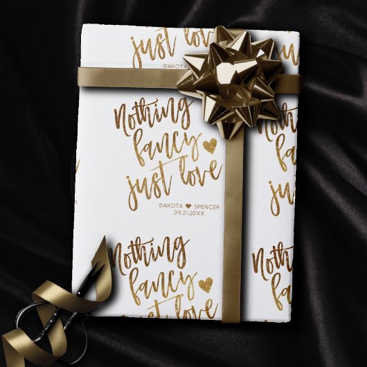 Niets Fancy gewoon liefde | Gold Heart Micro Weddi Cadeaupapier