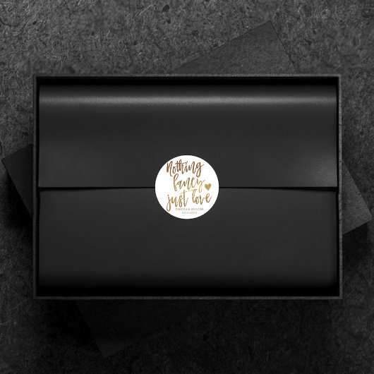 Niets Fancy gewoon liefde | Gold Heart Micro Weddi Ronde Sticker