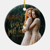 Niets Fancy gewoon liefde | Gouden hart bruiloft f Keramisch Ornament (Achterkant)