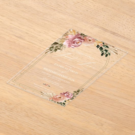 Niets Fancy gewoon liefde intieme bruiloft Acryl Uitnodigingen (Laagn)