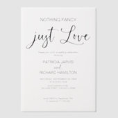 Niets Fancy gewoon liefde intieme bruiloft Vellum Uitnodigingen (Voorkant)