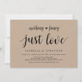 Niets Fancy, gewoon liefde, kraft, weddenschap Kaart (Voorkant)