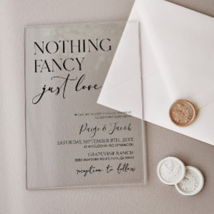 Niets Fancy gewoon liefde minimalistische Casual b Acryl Uitnodigingen