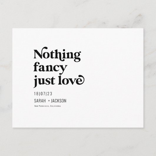 Niets fancy, gewoon liefde, Modern redt de datum Aankondigingskaart (Voorkant)