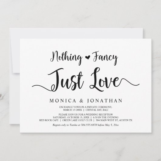 Niets Fancy, gewoon Liefde, Moderne Rustische Elop Kaart (Voorkant)