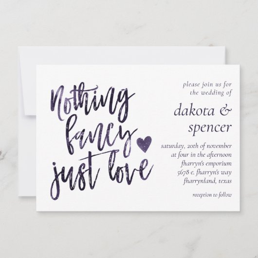 Niets Fancy gewoon liefde | Moody Midnight Indigo Kaart (Voorkant)