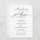 Niets Fancy gewoon Liefde Navy Blue Casual Weddens Kaart (Voorkant)