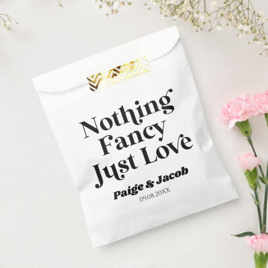 Niets Fancy Gewoon Liefde Retro Casual Bruiloft Bedankzakje (Gezegeld)