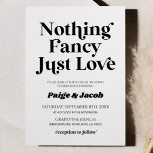 Niets Fancy Gewoon Liefde Retro Casual Bruiloft Kaart