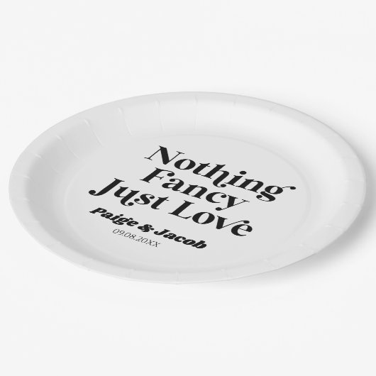 Niets Fancy Gewoon Liefde Retro Casual Bruiloft Papieren Bordje (Gekanteld)