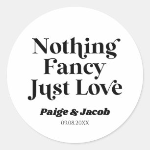 Niets Fancy Gewoon Liefde Retro Casual Bruiloft Ronde Sticker