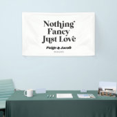 Niets Fancy Gewoon Liefde Retro Casual Bruiloft Spandoek (Beurs)