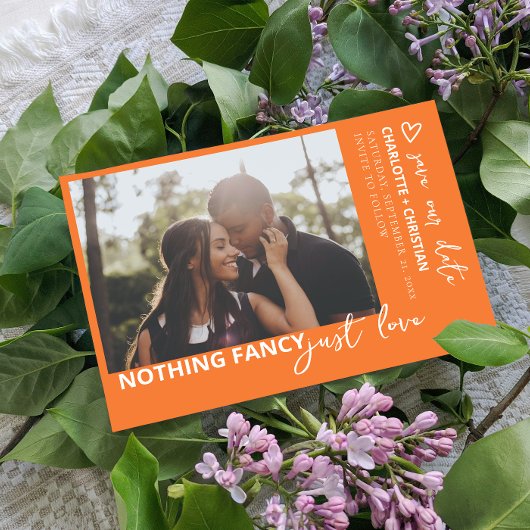 Niets Fancy gewoon liefde retro kleur Save The Date
