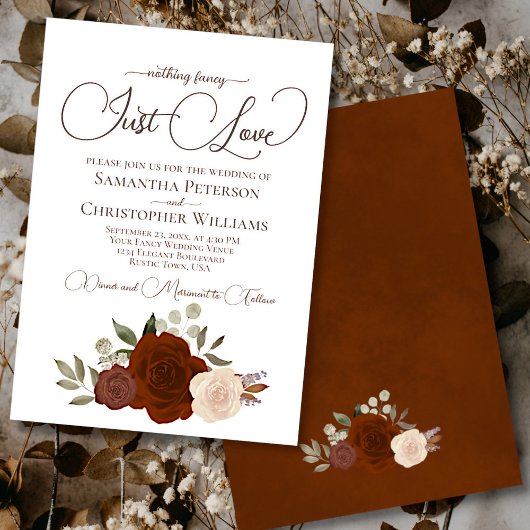 Niets Fancy gewoon Liefde Rust Oranje Floral Weddi Kaart