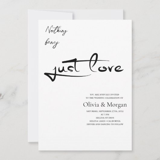 Niets Fancy Gewoon Liefde Script Wedding Kaart (Voorkant)