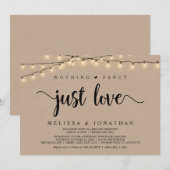Niets Fancy, gewoon Liefde, String Lights Elopemen Kaart (Voorkant / Achterkant)
