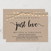 Niets Fancy, gewoon Liefde, String Lights Elopemen Kaart (Voorkant / Achterkant)