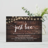 Niets Fancy, gewoon Liefde, String Lights Elopemen Kaart (Staand voorkant)